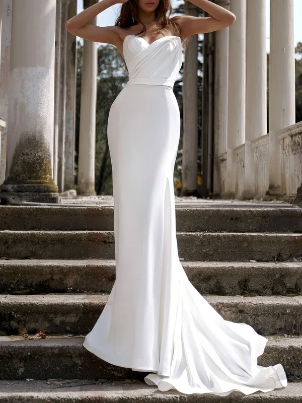 Trumpet/Mermaid Sweetheart Stretch Crepe Chapel Train Wedding Dress #Milly00027201