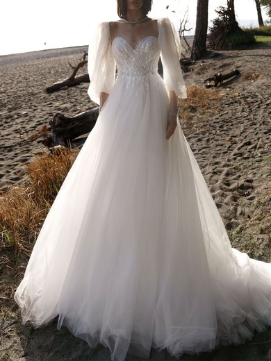 Ball Gown/Princess Sweetheart Tulle Watteau Train Wedding Dress #Milly00027203