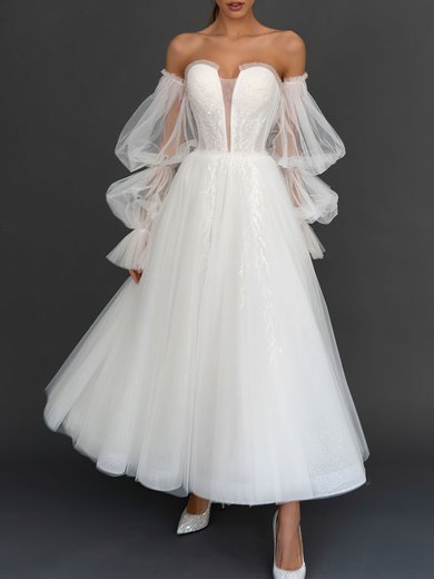 Ball Gown/Princess Sweetheart Tulle Ankle-length Wedding Dress #Milly00027220