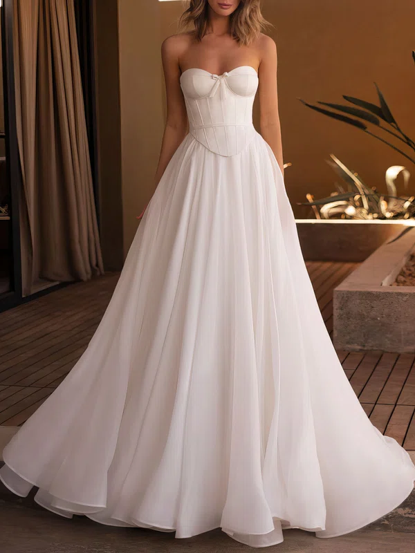 Ball Gown/Princess Sweetheart Chiffon Court Train Wedding Dress #Milly00027223