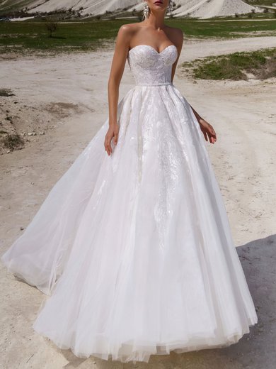 Ball Gown/Princess Sweetheart Lace Tulle Watteau Train Wedding Dress #Milly00027244