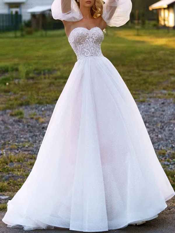 Ball Gown/Princess Sweetheart Tulle Chapel Train Wedding Dress #Milly00027286