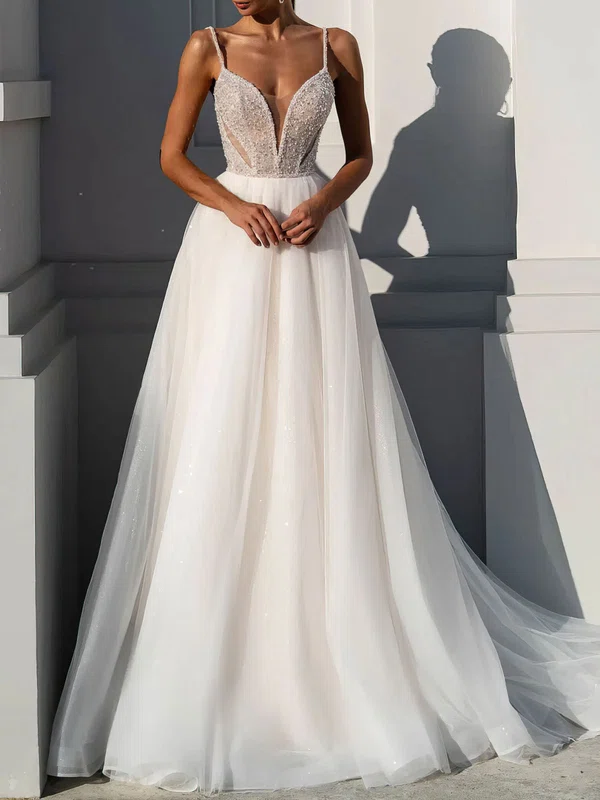 Ball Gown/Princess V-neck Organza Chapel Train Wedding Dress #Milly00027299