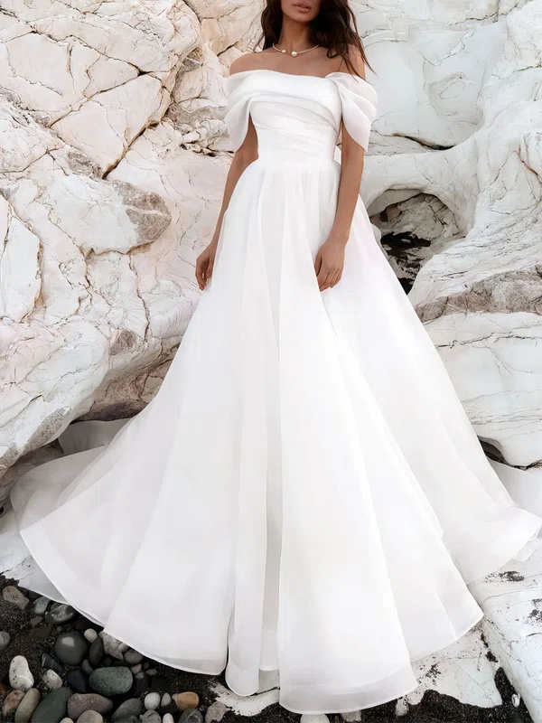 Ball Gown/Princess Off-the-shoulder Organza Chapel Train Wedding Dress #Milly00027301