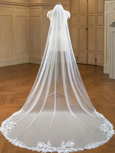 Chapel Bridal Veils One-tier Lace Applique Edge #Milly03010276