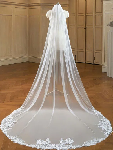 Chapel Bridal Veils One-tier Lace Applique Edge #Milly03010276