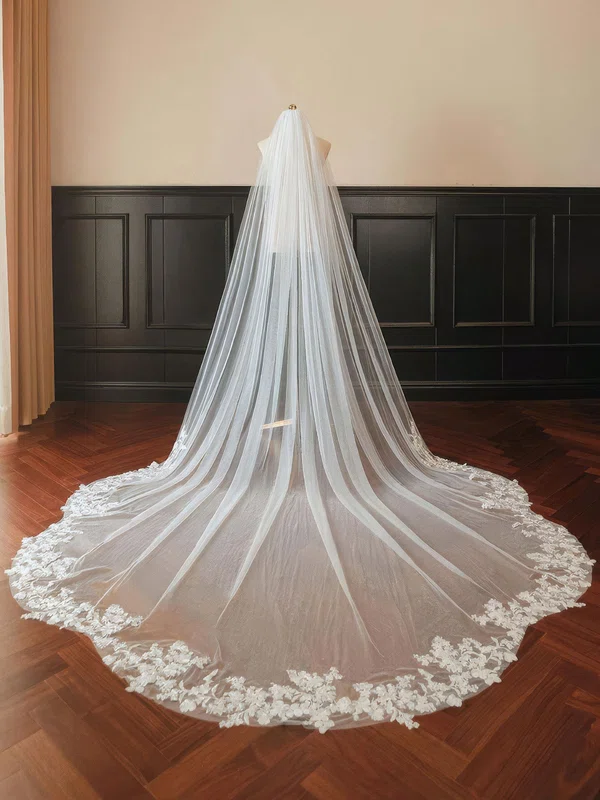 Cathedral Bridal Veils One-tier Lace Applique Edge #Milly03010282