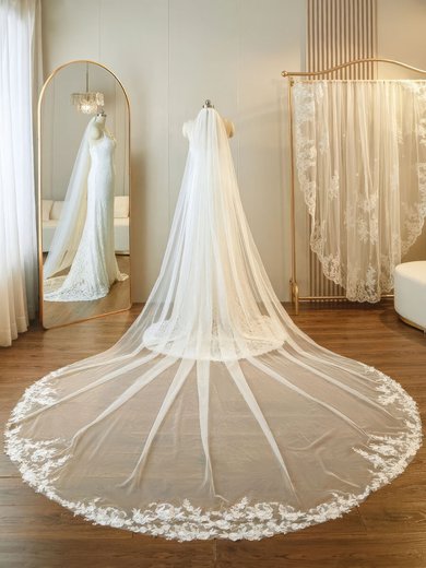 Cathedral Bridal Veils One-tier Lace Applique Edge #Milly03010290