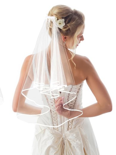 Elbow Bridal Veils Two-tier Ribbon Edge #Milly03010292