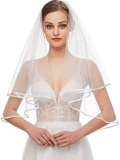 Elbow Bridal Veils Two-tier Ribbon Edge #Milly03010294