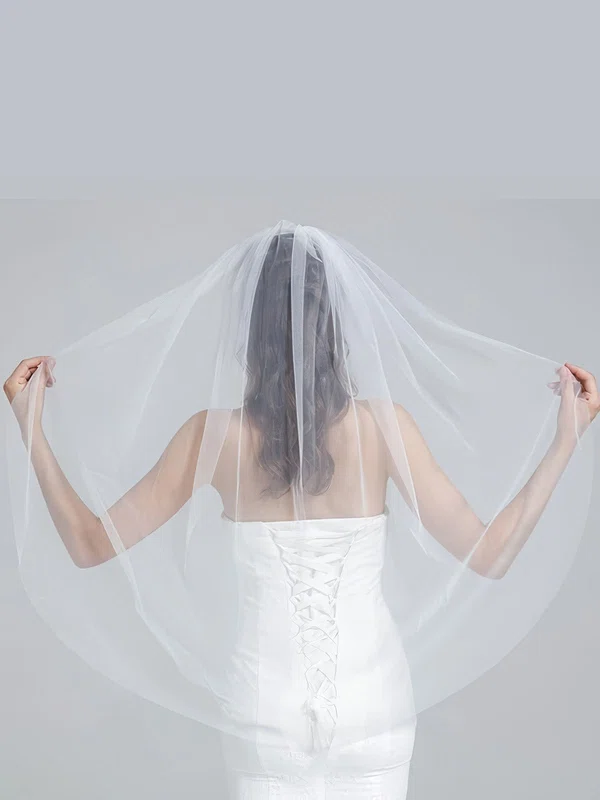 Elbow Bridal Veils One-tier Cut Edge #Milly03010295