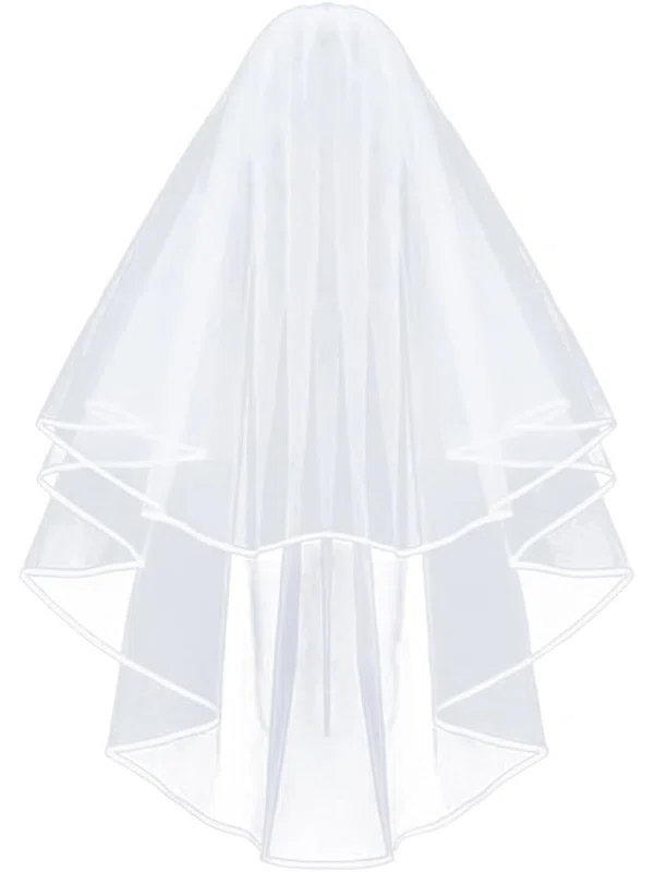 Elbow Bridal Veils Two-tier Ribbon Edge #Milly03010301