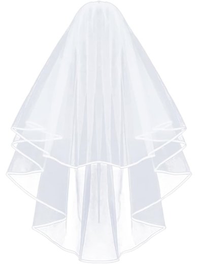 Elbow Bridal Veils Two-tier Ribbon Edge #Milly03010301