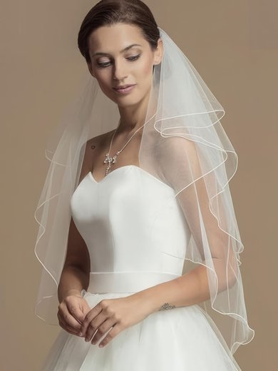 Elbow Bridal Veils Two-tier Ribbon Edge #Milly03010305