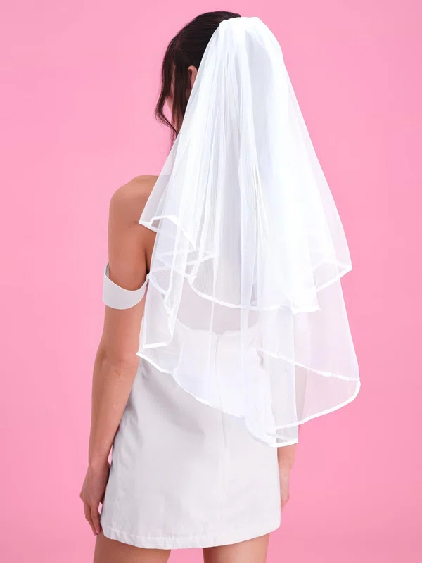 Elbow Bridal Veils Two-tier Ribbon Edge #Milly03010309