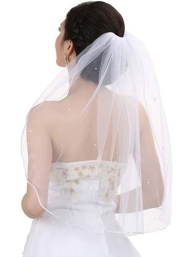 Elbow Bridal Veils One-tier Ribbon Edge #Milly03010312