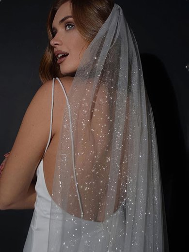 Elbow Bridal Veils One-tier Cut Edge #Milly03010321