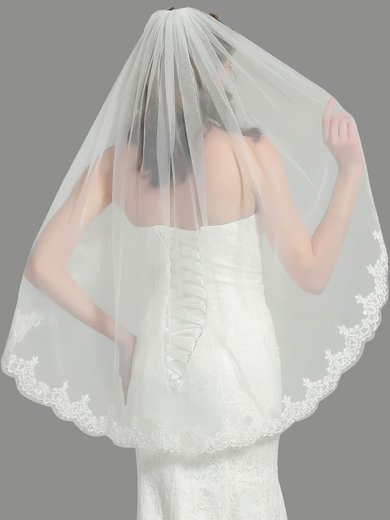 Elbow Bridal Veils One-tier Lace Applique Edge #Milly03010322