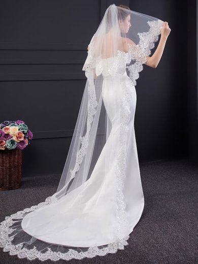 Chapel Bridal Veils One-tier Lace Applique Edge #Milly03010324