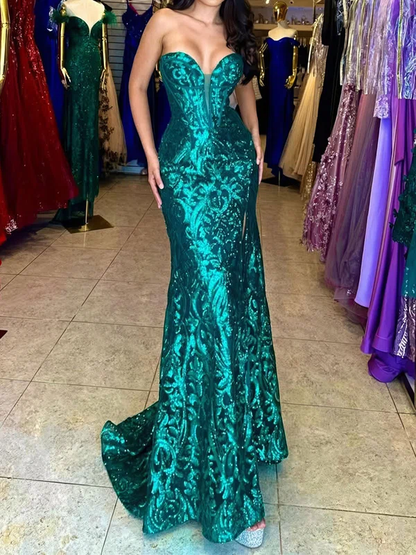 Mermaid Strapless Sparkly Sequin Prom Dresses #Milly020126296