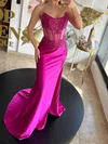 Sheath/Column Strapless Satin Corset Prom Dresses With Appliques #Milly020126301
