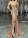 Sheath/Column V-neck Sparkly Sequin Prom Dresses #Milly020126314