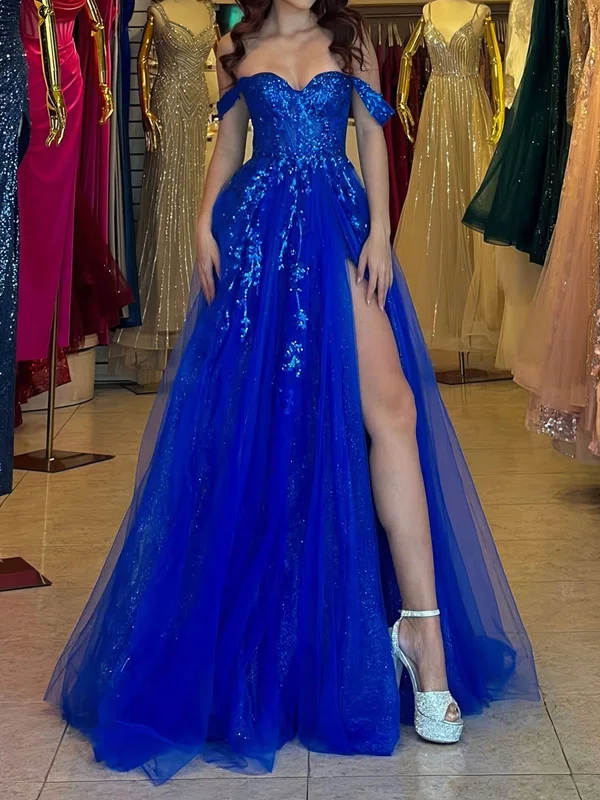 Glitter Ball Gown/Princess Appliques Ruched Split Prom Dresses #Milly020126331