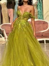 Ball Gown Off-the-shoulder Tulle Prom Dresses With Appliques #Milly020126332