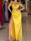 Sheath/Column Sweetheart Satin Corset Prom Dresses With Ruched #Milly020126346
