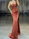 Sheath/Column One Shoulder Satin Corset Prom Dresses With Ruched #Milly020126363