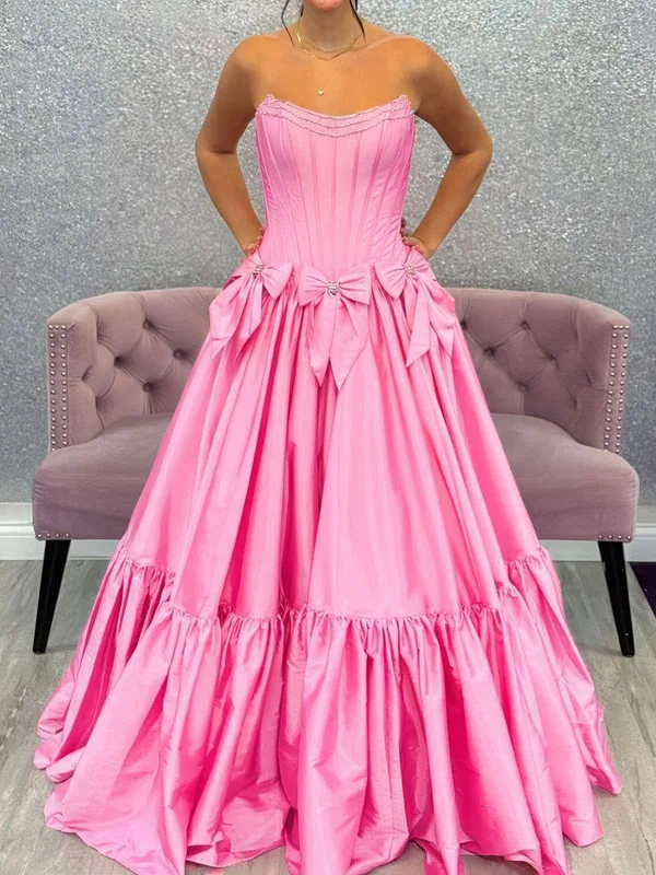 Ball Gown Strapless Satin Corset Prom Dresses With Bow #Milly020126393