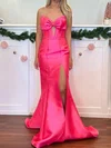 Mermaid Strapless Satin Cut Out Prom Dresses With Bow #Milly020126396