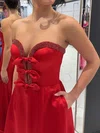 Red Ball Gown Strapless Satin Prom Dresses With Beading #Milly020126413