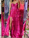 Ball Gown Strapless Satin Tiered Prom Dresses With Beading #Milly020126425