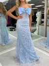 Sheath/Column V-neck Tulle Prom Dresses With Appliques #Milly020126447