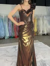 Sheath/Column Sweetheart Metallic Prom Dresses With Ruched #Milly020126449