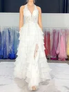 Corset White Chiffon A-line Appliques Tiered Prom Dresses #Milly020126463