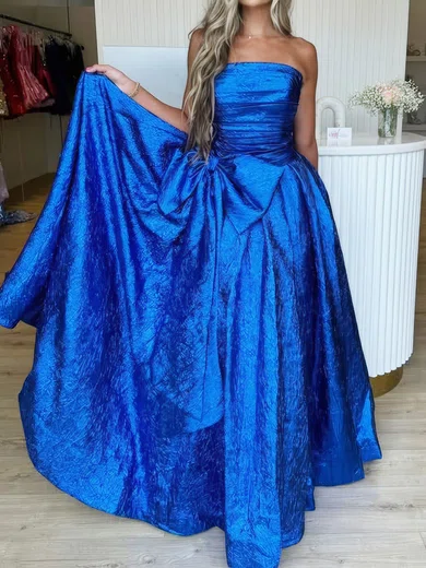 Ball Gown Strapless Ruched Satin Prom Dresses With Bow #Milly020126465