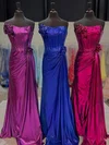 Corset Sheath/Column Metallic Straight Ruched Split Prom Dresses #Milly020126469