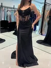 Sheath/Column Strapless Satin Corset Prom Dresses With Appliques #Milly020126485