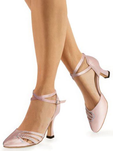 Women's Ballroom Shoes Rhinestone High Heel Satin Indoor Solid Color Dance Shoes #Milly03031574