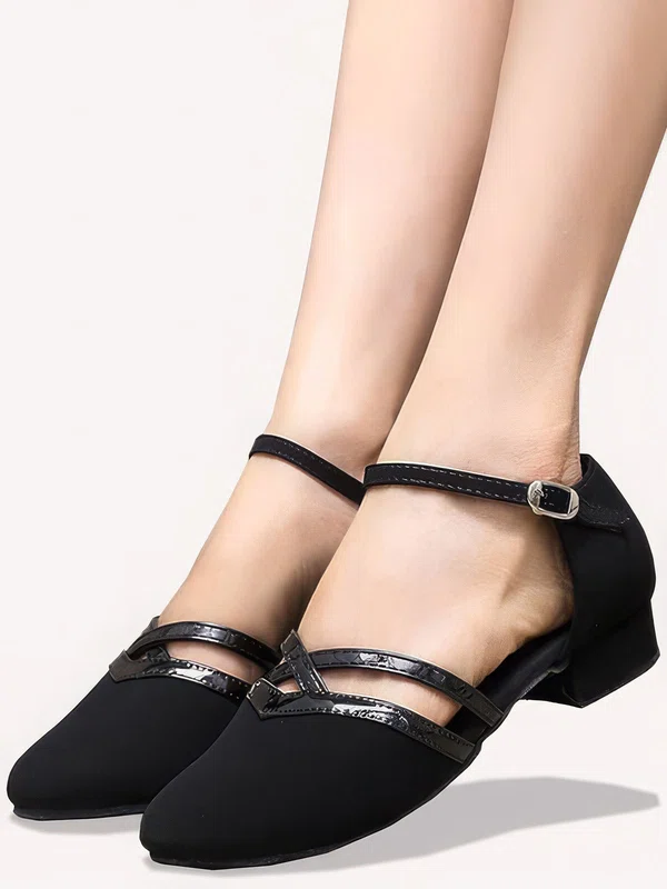 Women's Ballroom Shoes T-Strap Chunky Heel Block Heel Satin Indoor Solid Color Dance Shoes #Milly03031595