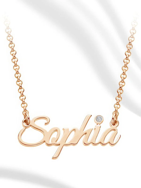 Custom 18k Rose Gold Plated Letter Name Necklace With Birthstone - Birthday Gifts (288250667) #Milly03060207