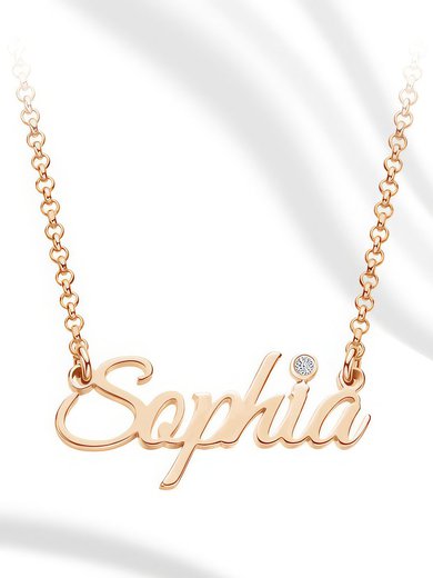 Custom 18k Rose Gold Plated Letter Name Necklace With Birthstone - Birthday Gifts (288250667) #Milly03060207