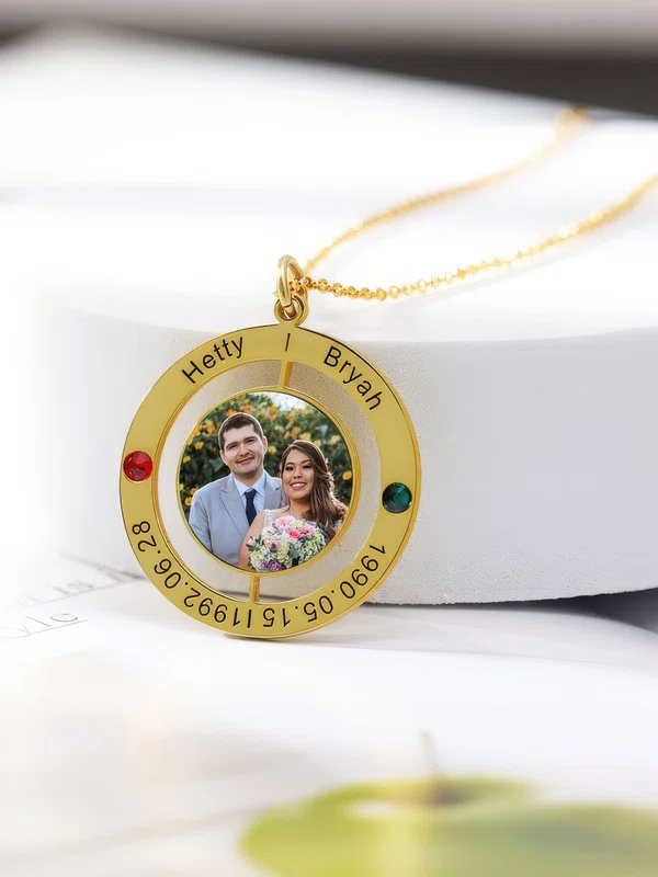 Birthstone Circle Beautiful Fashionable Photo Necklace #Milly03060212