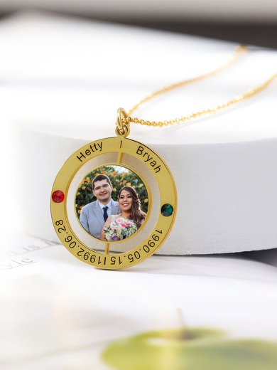 Birthstone Circle Beautiful Fashionable Photo Necklace #Milly03060212