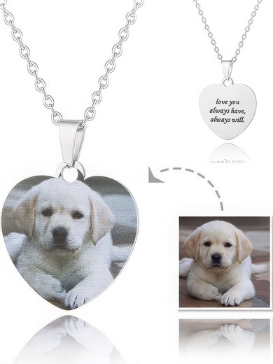 Custom Silver Heart Photo Necklace #Milly03060213