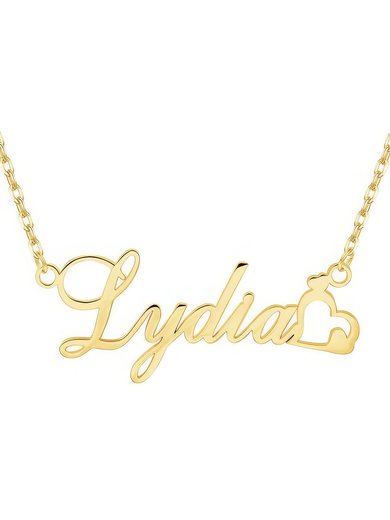 Custom 18k Gold Plated Heart Name Necklace With Heart #Milly03060215