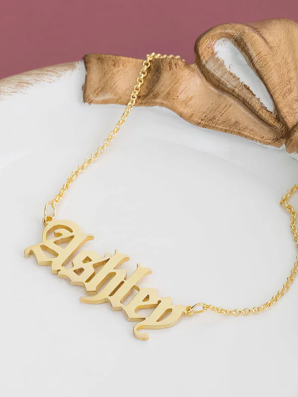 Custom 18k Gold Plated Letter Old English Name Necklace Birthday Gifts #Milly03060216
