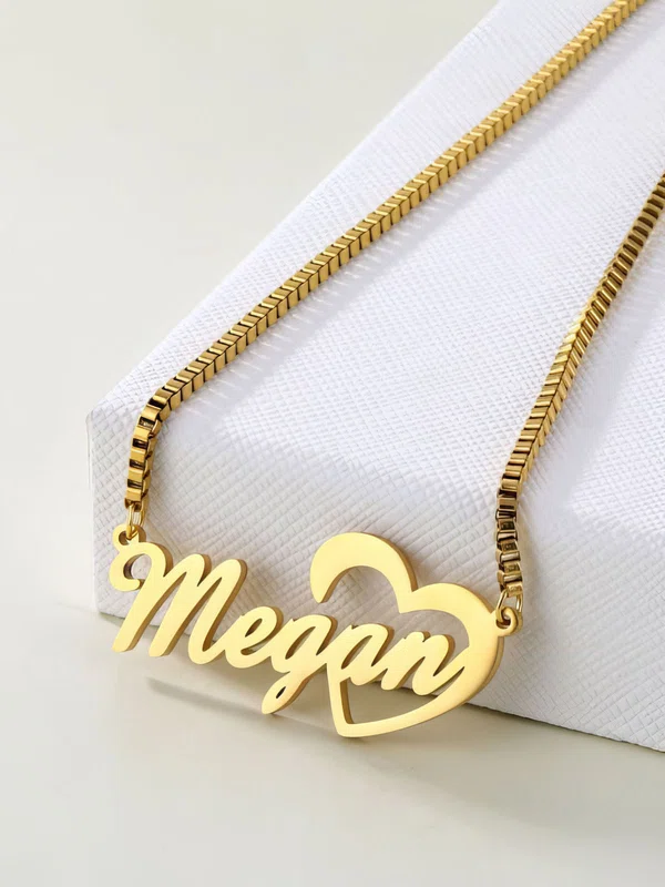 Custom 18k Gold Plated Heart Name Necklace With Heart #Milly03060218